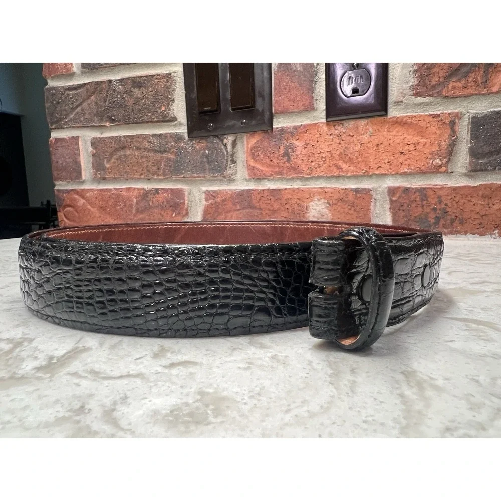 Genuine American Alligator Made In USA Black Belt Sz 38  1.2 Inch Use Own Buckle